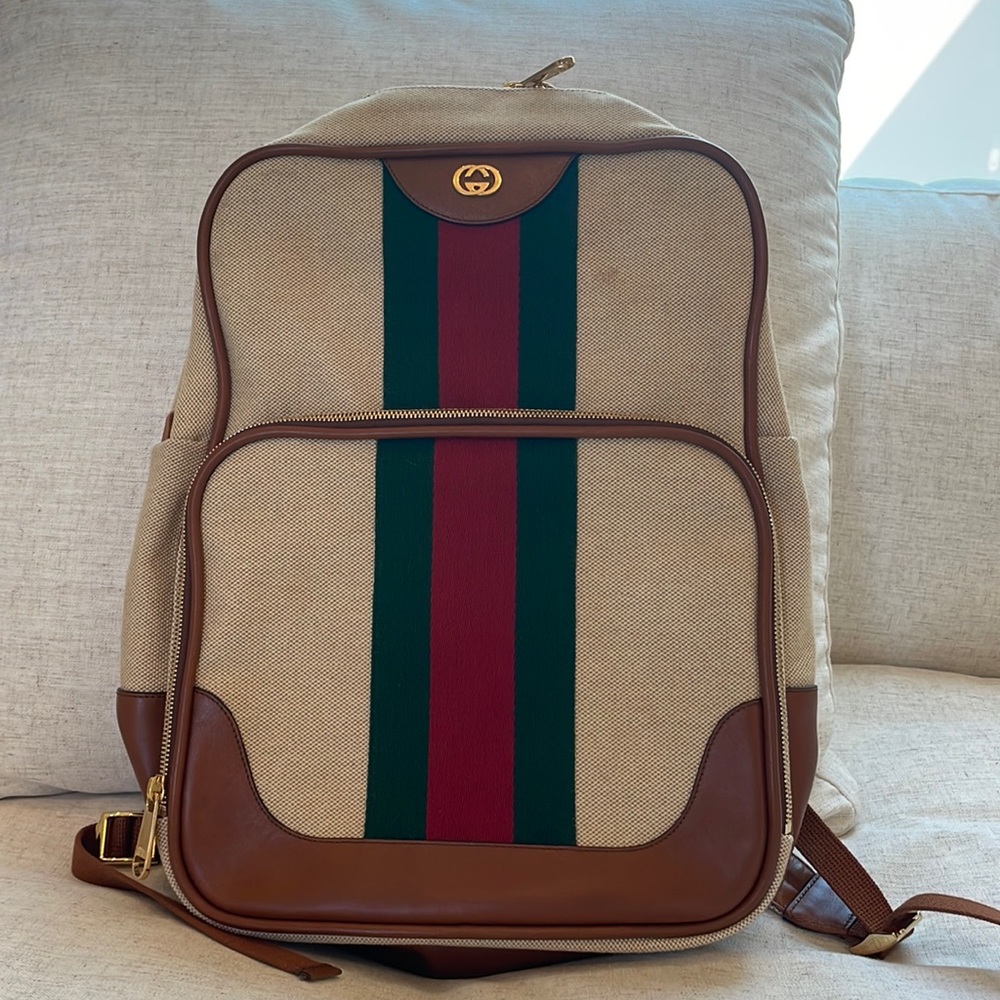 Auth Gucci canvas backpack